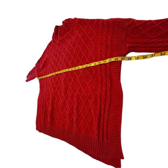 Mer Sea The Lisbon Traveler Coral orange mock neck cable knit one size - Picture 4 of 13